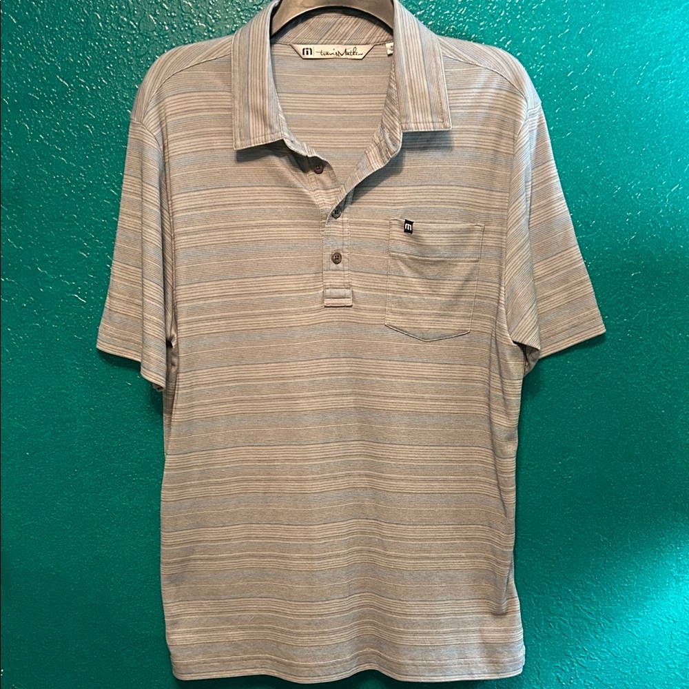 Travis Matthew Men's Striped Polo Shirt - Gray